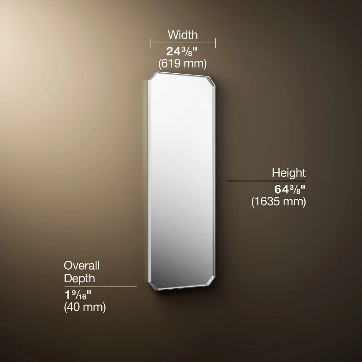 KOHLER K-39312 Claude 24" x 64" rectangular framed mirror - Image 6