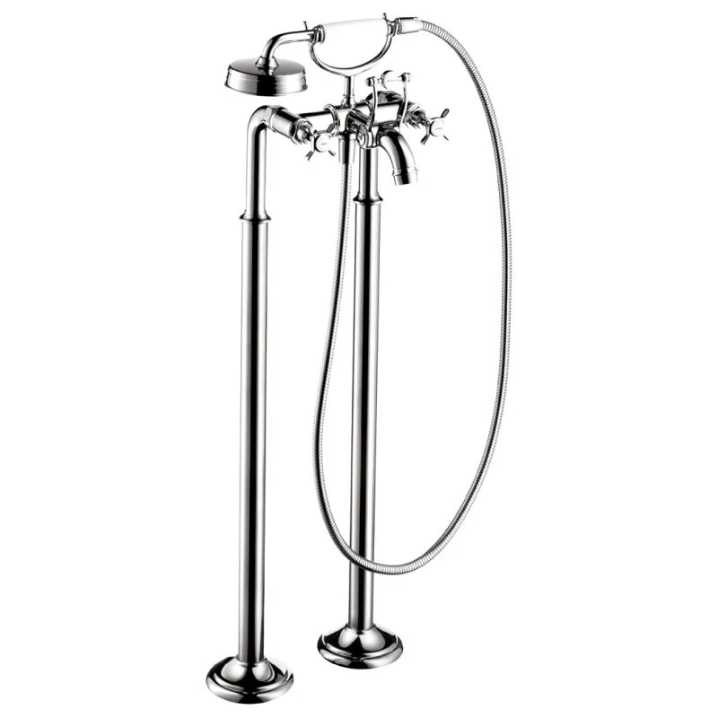 AXOR 16547001 Montreux Roman Tub Filler Faucet Free Standing with Diverter 5 Techniflex Hose and 2.5 GPM Single Function Hand Shower Less Valve in Chrome
