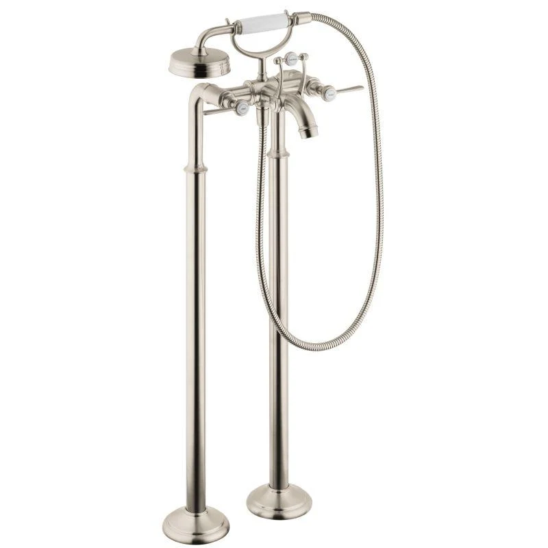 AXOR 16553001 Montreux Roman Tub Filler Faucet Freestanding with Diverter Metal Lever Handles 5 Techniflex Hose and 2.5 GPM Single Function Hand Shower Less Valve in Chrome - Image 2
