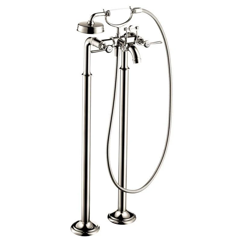 AXOR 16553001 Montreux Roman Tub Filler Faucet Freestanding with Diverter Metal Lever Handles 5 Techniflex Hose and 2.5 GPM Single Function Hand Shower Less Valve in Chrome - Image 3