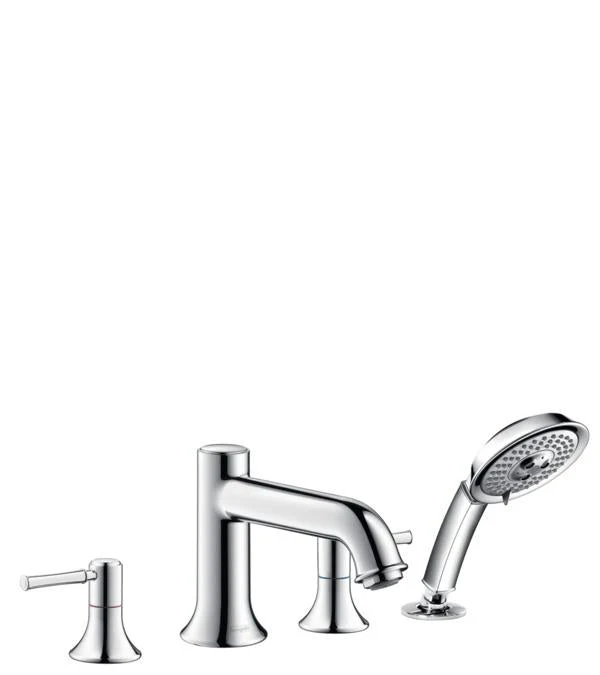hansgrohe 14314001 Talis C Roman Tub Filler Faucet with Diverter Metal Lever Handles and 2.0 GPM Multi Function Hand Shower Less Valve in Chrome