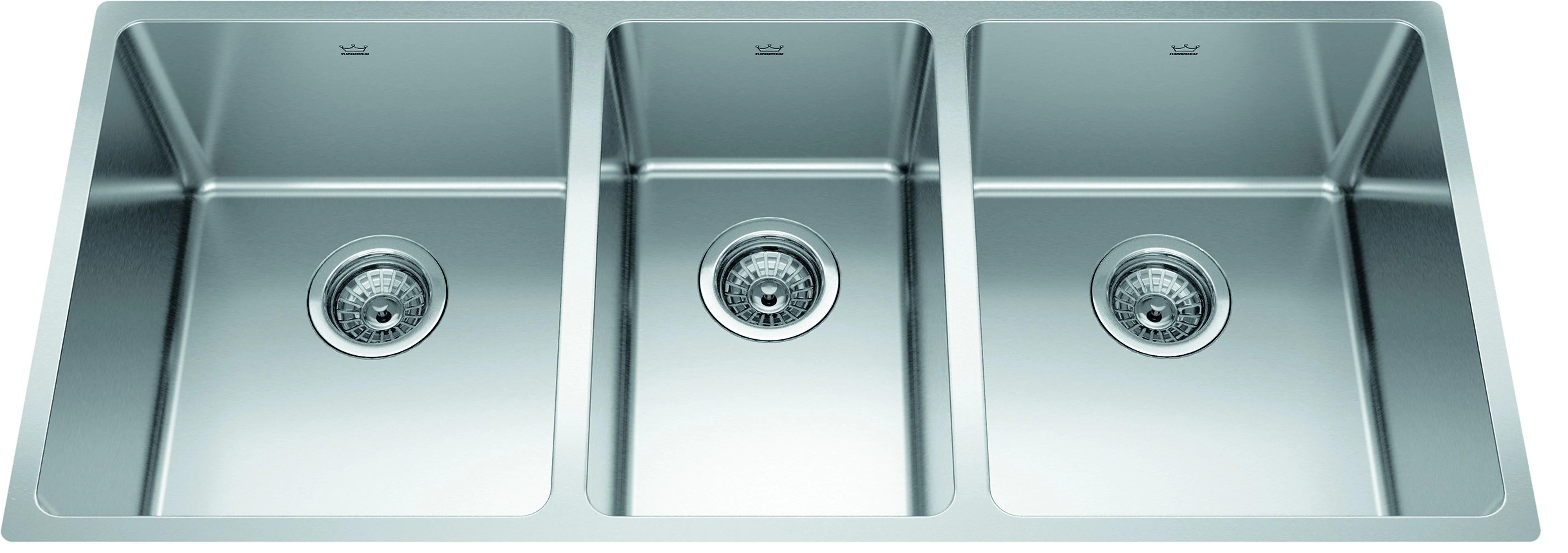 Kindred Brookmore BTU1841-9N Undermount Triple Bowl 41.5 x 18.13 in Stainless Steel Kitchen Sink