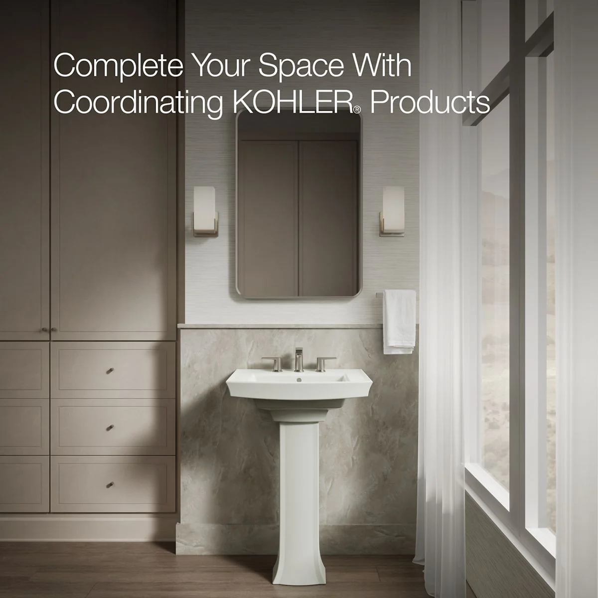 KOHLER K-2359-8 Archer 24" rectangular pedestal bathroom sink - Image 13