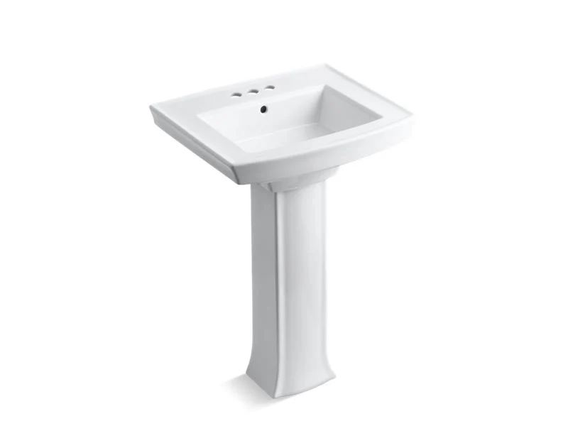 KOHLER K-2359-4 Archer 24" rectangular pedestal bathroom sink