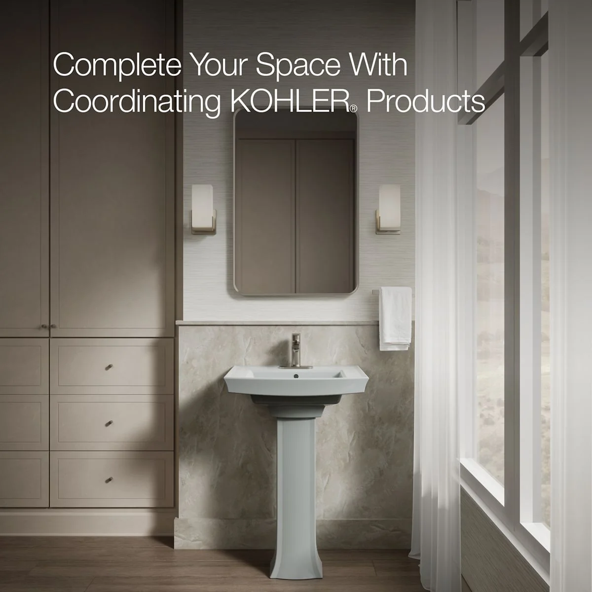 KOHLER K-2359-4 Archer 24" rectangular pedestal bathroom sink - Image 24