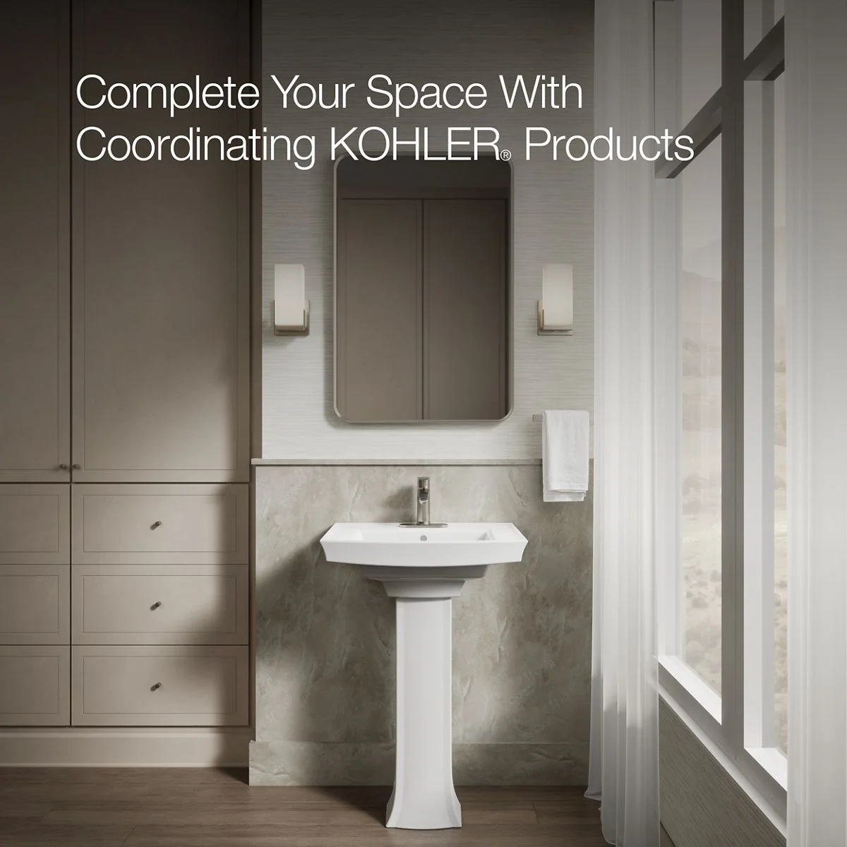 KOHLER K-2358-4 Archer 24" rectangular pedestal bathroom sink - Image 23