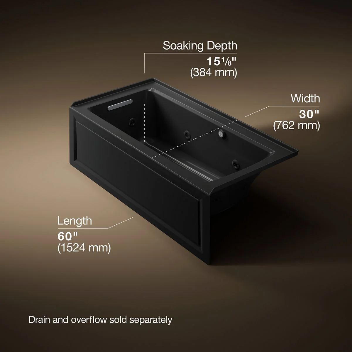 KOHLER K-1947-LAW Archer 60" x 30" alcove whirlpool bath with Bask heated surface, left drain - Image 16