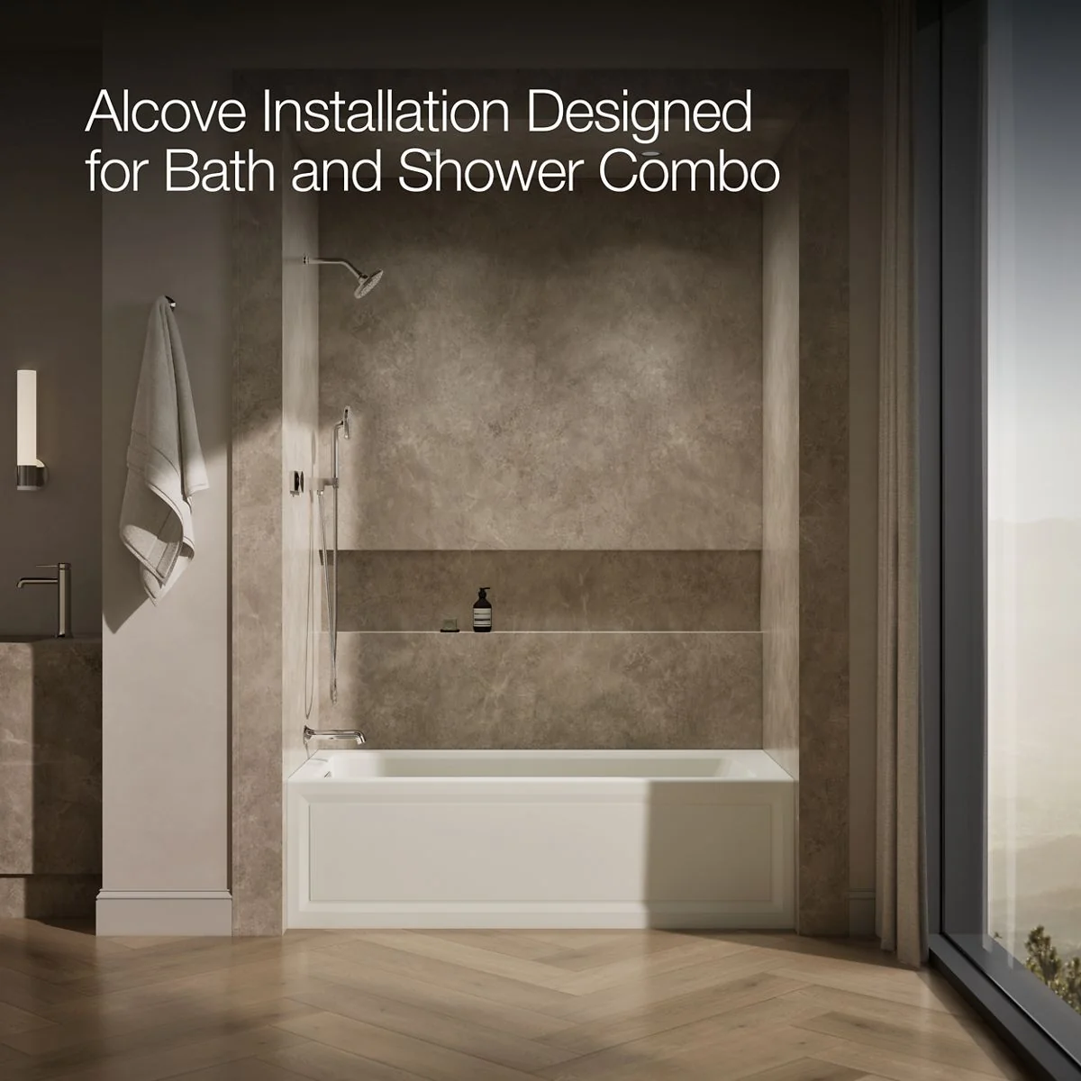 KOHLER K-1949-GHLA Archer 66" x 32" alcove Heated BubbleMassage air bath, left drain - Image 18