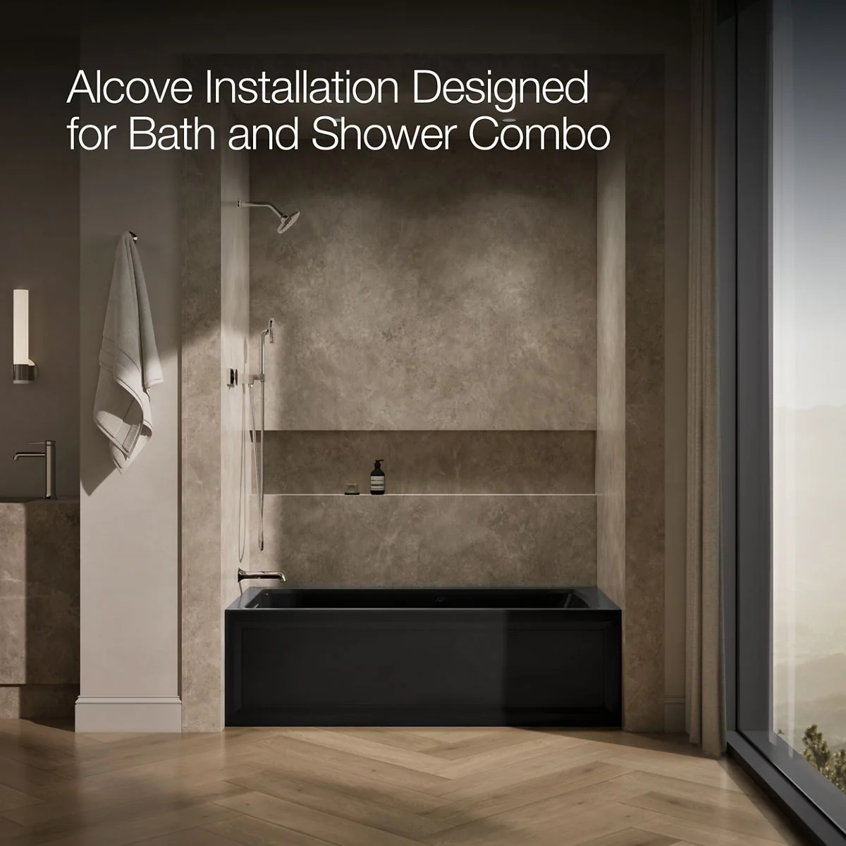 KOHLER K-1949-XGHLA Archer 66" x 32" alcove Heated BubbleMassage air bath and whirlpool, left drain - Image 13