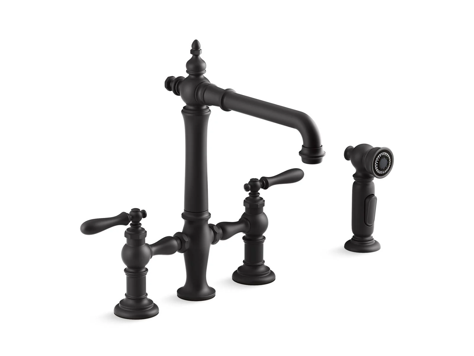 KOHLER K-76519-4 Artifacts Three-hole bridge kitchen sink faucet with side sprayer - Image 4