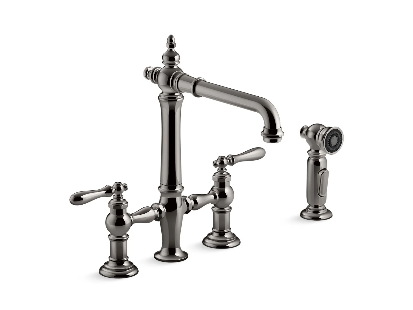 KOHLER K-76519-4 Artifacts Three-hole bridge kitchen sink faucet with side sprayer - Image 8