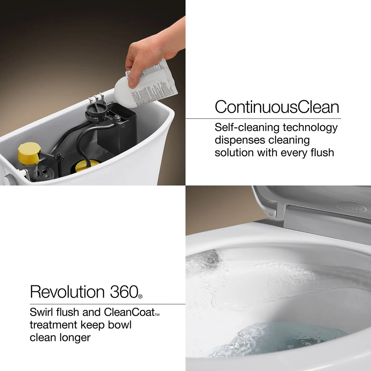 KOHLER K-20198 Betello ContinuousClean XT two-piece elongated toilet with skirted trapway, 1.28 gpf - Image 15