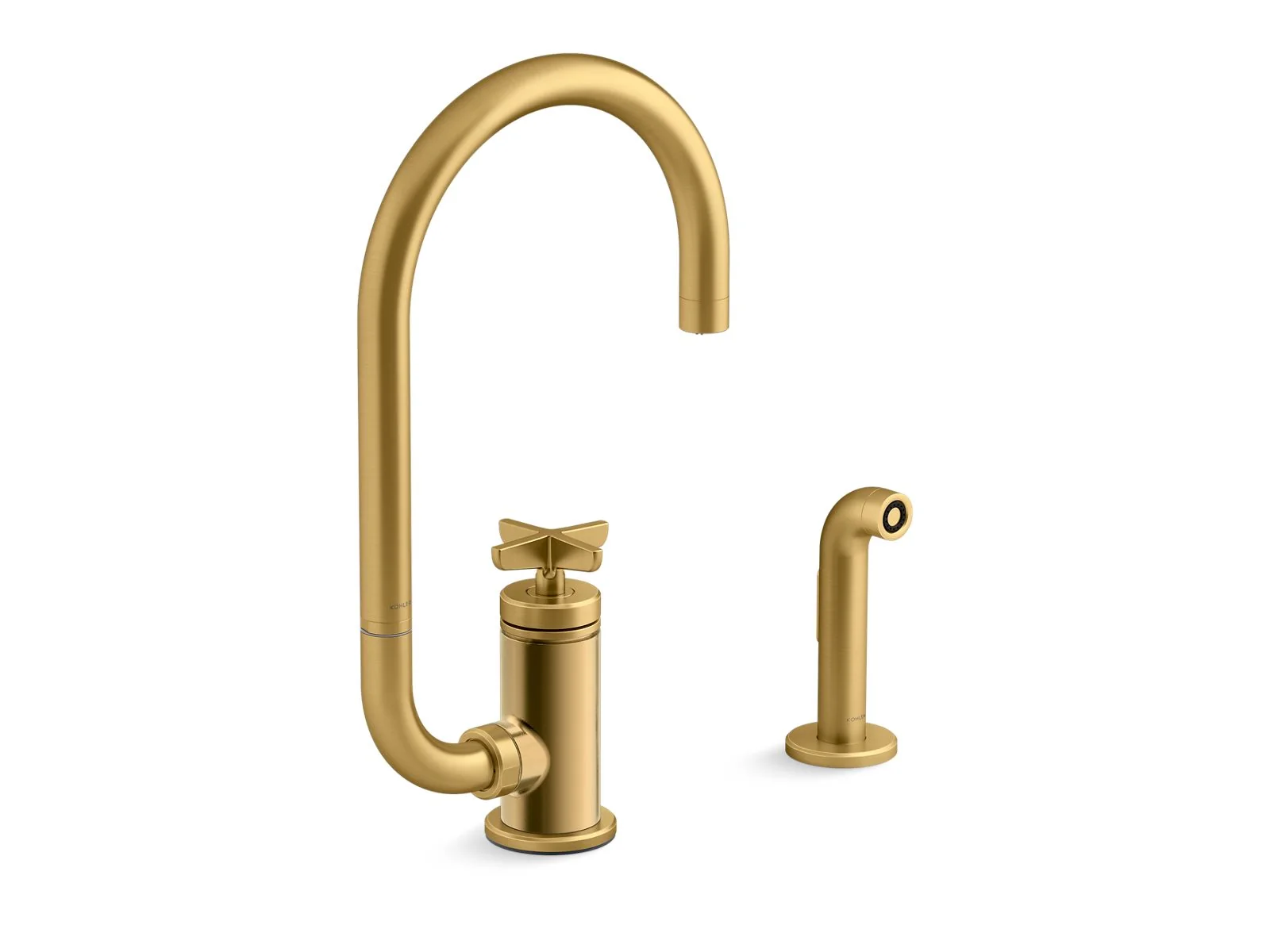 KOHLER K-28675-3 Billet Single-handle bar sink faucet with two-function extended-reach spout and side sprayer