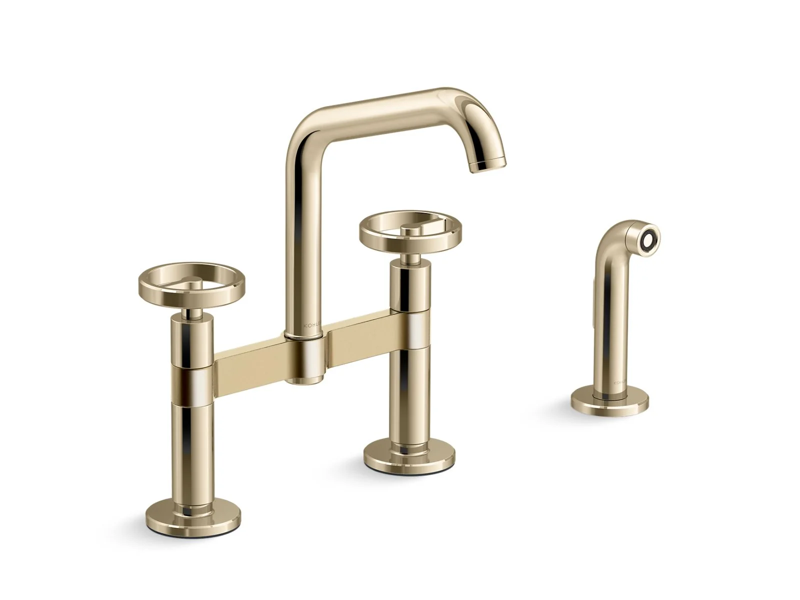 KOHLER K-28665-9 Billet Two-hole bridge kitchen sink faucet with side sprayer - Image 2