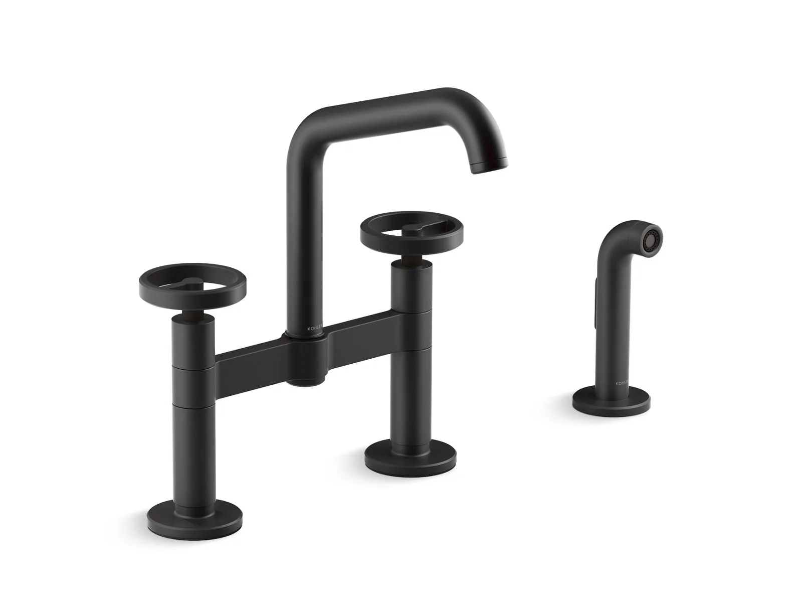KOHLER K-28665-9 Billet Two-hole bridge kitchen sink faucet with side sprayer - Image 3