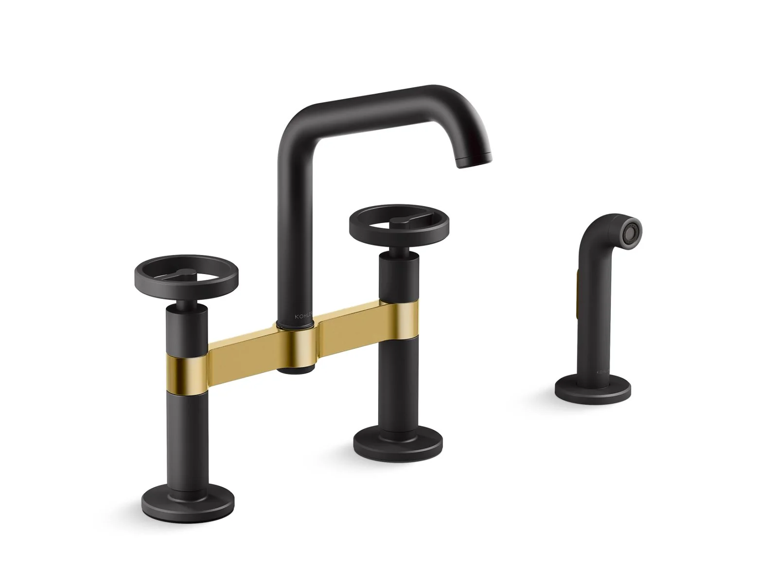 KOHLER K-28665-9 Billet Two-hole bridge kitchen sink faucet with side sprayer - Image 4