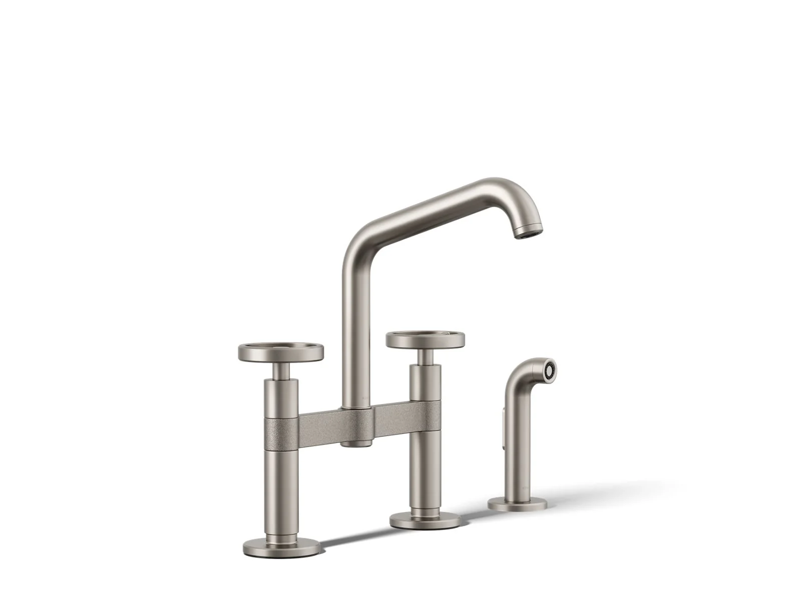 KOHLER K-28665-9 Billet Two-hole bridge kitchen sink faucet with side sprayer - Image 50