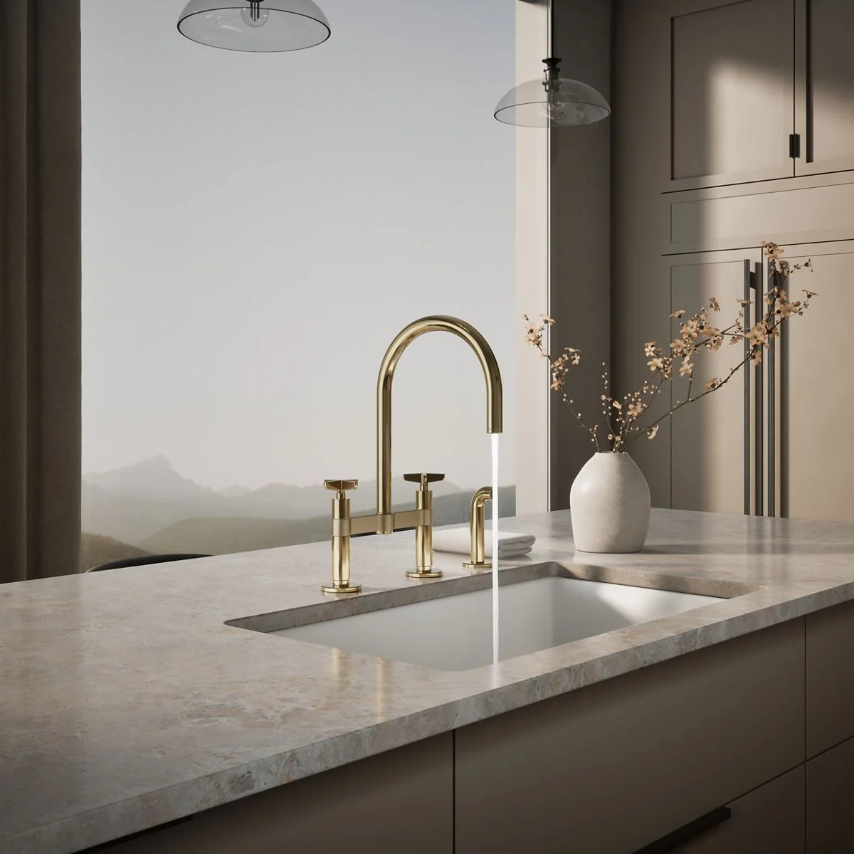 KOHLER K-28673-3 Billet Two-hole bridge kitchen sink faucet with side sprayer - Image 19