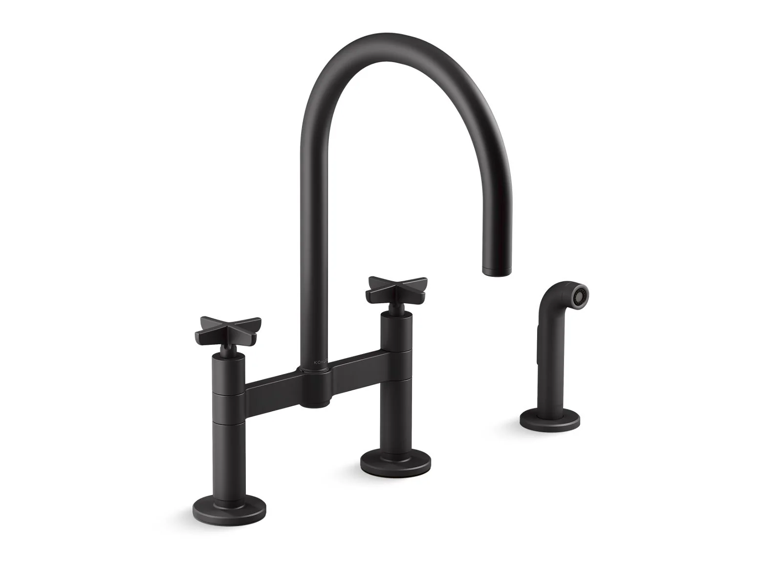 KOHLER K-28673-3 Billet Two-hole bridge kitchen sink faucet with side sprayer - Image 3