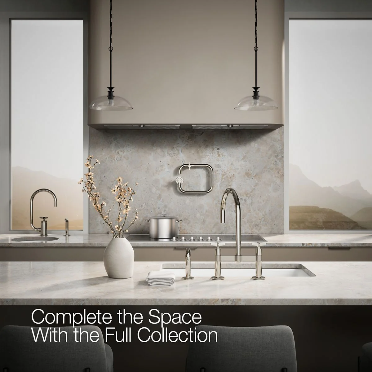 KOHLER K-28673-3 Billet Two-hole bridge kitchen sink faucet with side sprayer - Image 49