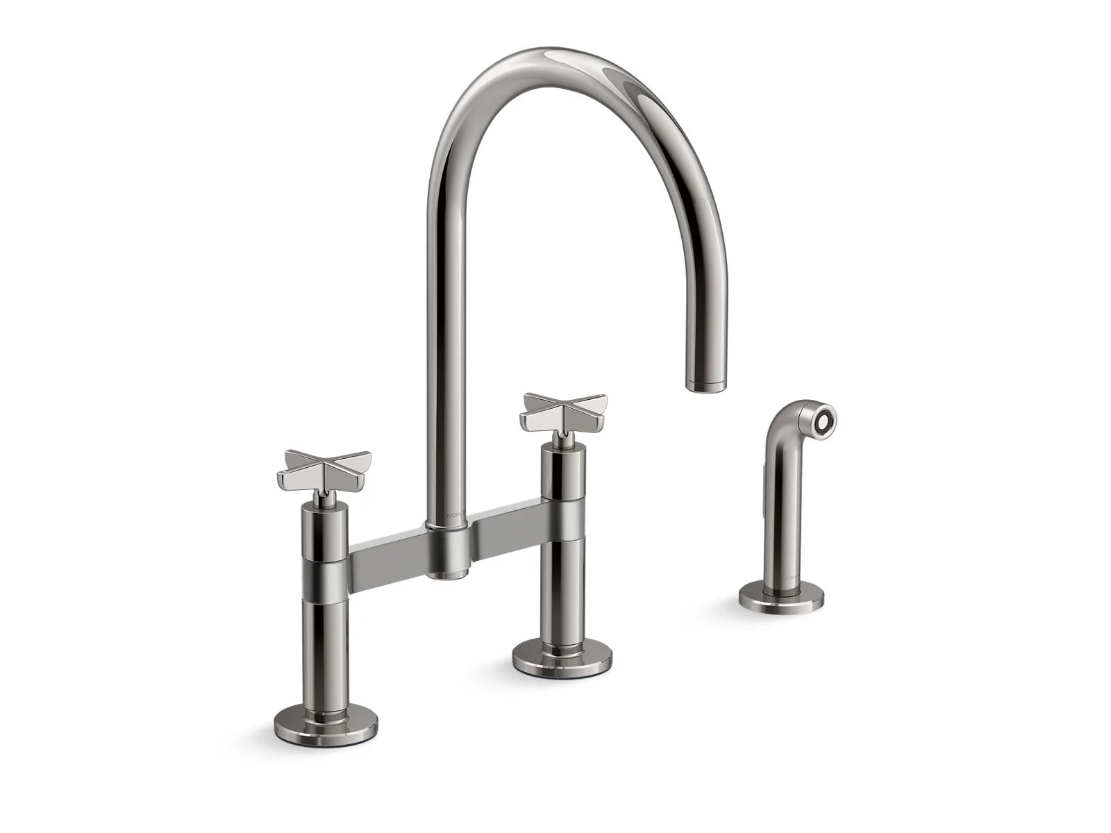 KOHLER K-28673-3 Billet Two-hole bridge kitchen sink faucet with side sprayer - Image 8