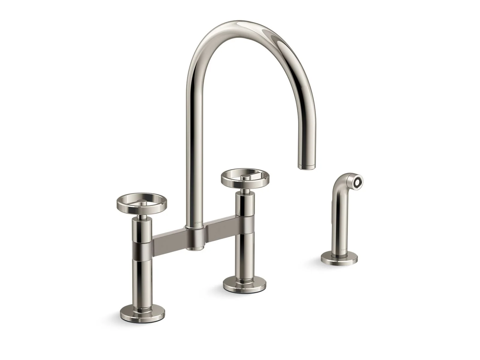 KOHLER K-28673-9 Billet Two-hole bridge kitchen sink faucet with side sprayer - Image 7