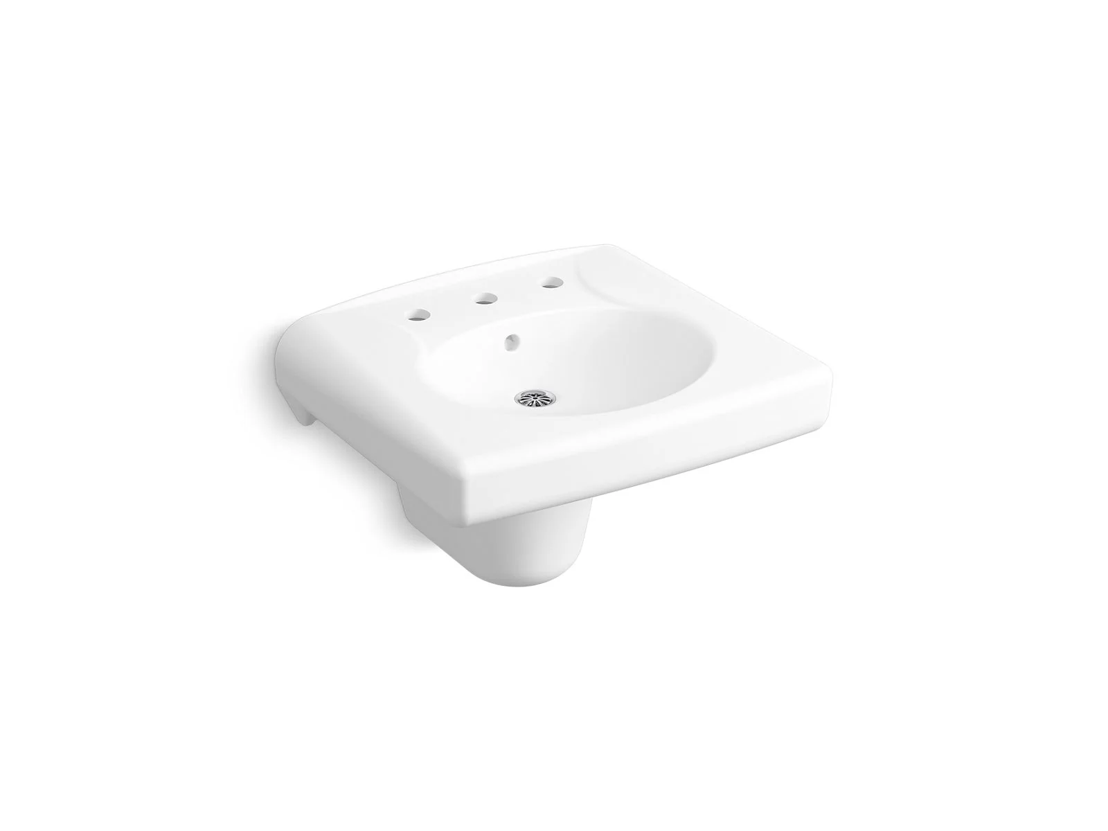 KOHLER K-1999-8 Brenham Wall-mount or concealed carrier arm mount commercial bathroom sink with widespread faucet holes and shroud - Image 4