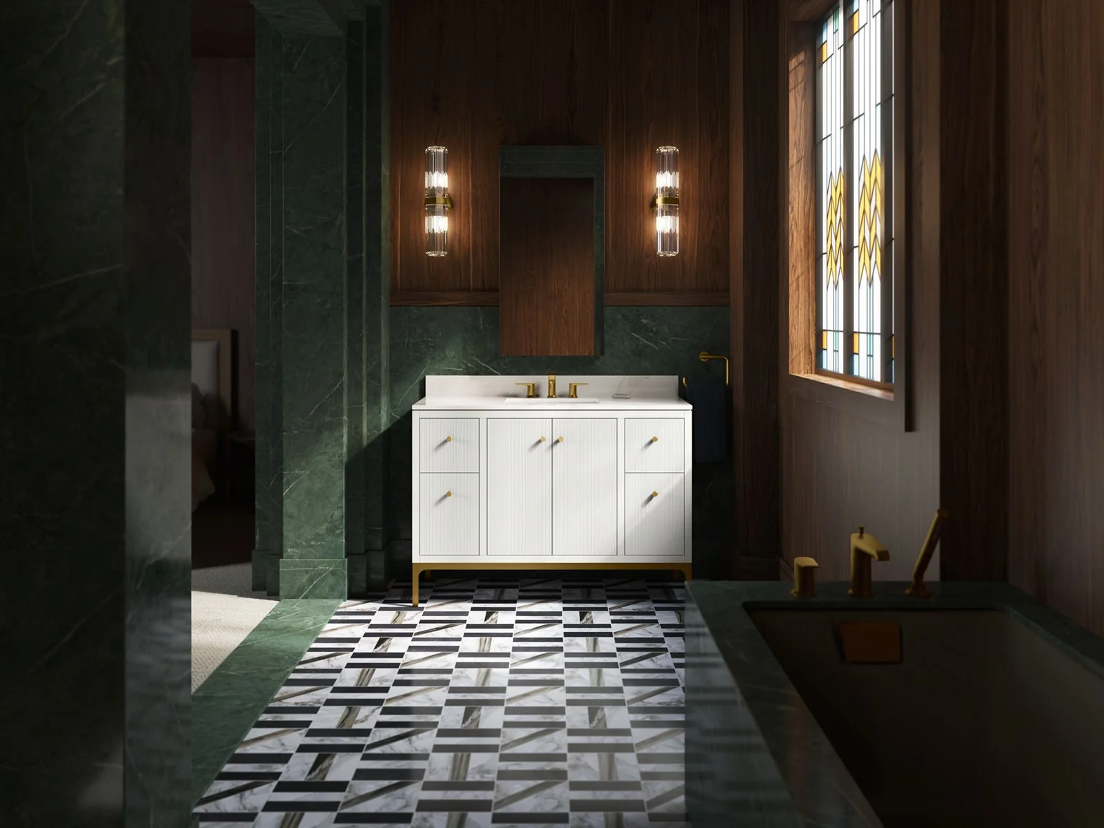 KOHLER K-32834 Calpa 48" bathroom vanity cabinet with sink and quartz top - Image 4