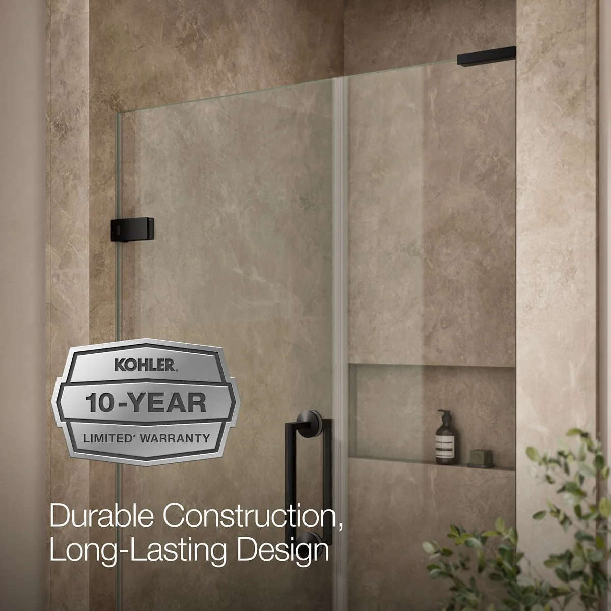 KOHLER K-27605-10L Components Frameless pivot shower door, 71-3/4" H x 45-1/4 - 46" W, with 3/8" thick Crystal Clear glass - Image 8