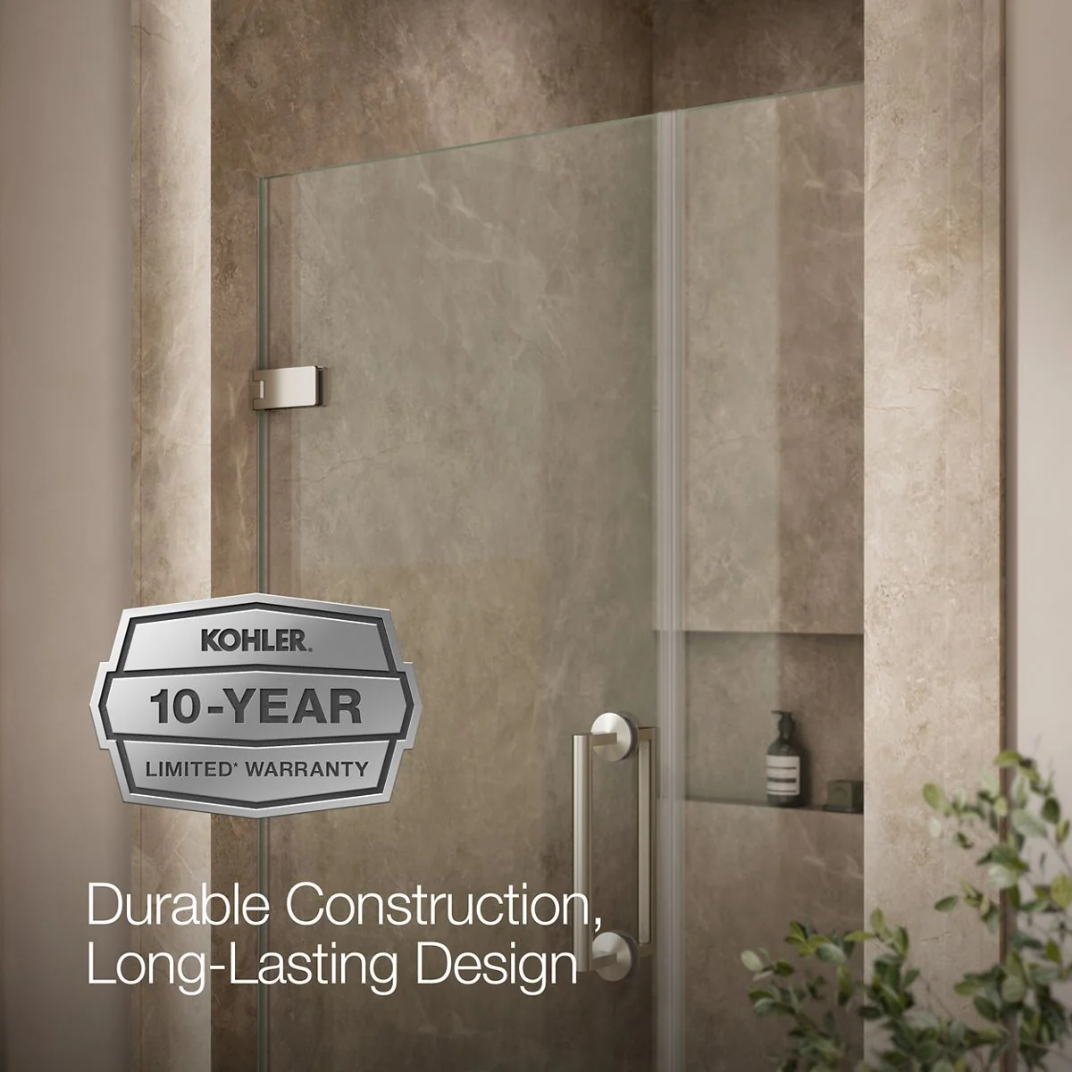 KOHLER K-27589-10L Components Frameless pivot shower door, 71-9/16" H x 33-5/8 - 34-3/8" W, with 3/8" thick Crystal Clear glass - Image 13