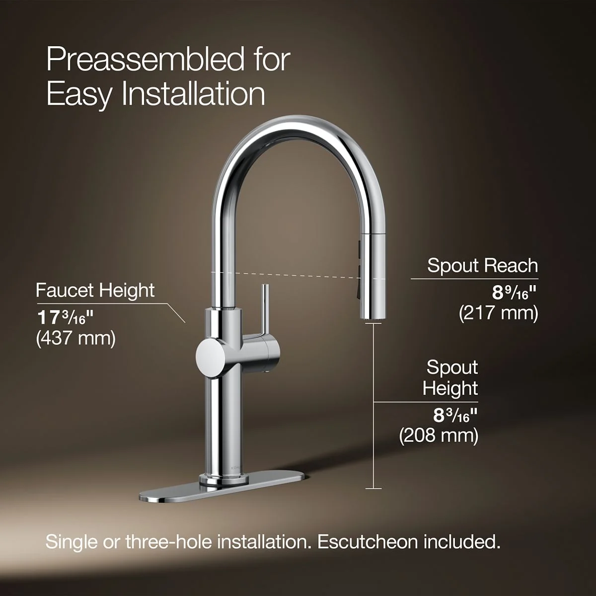 KOHLER K-22972 Crue Pull-down kitchen sink faucet with three-function sprayhead - Image 19