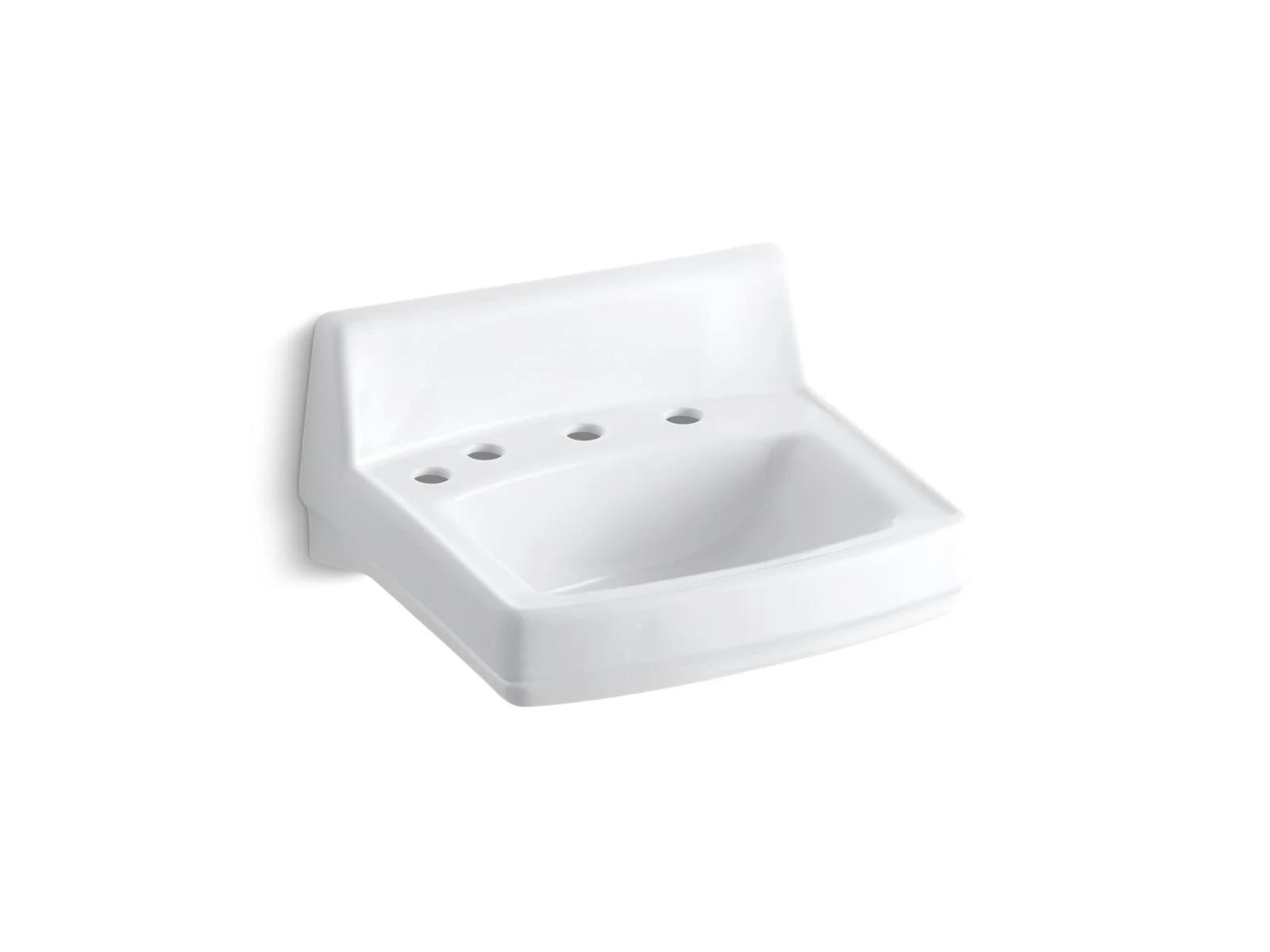 KOHLER K-2030-L Greenwich 20-3/4" x 18-1/4" wall-mount/concealed arm carrier bathroom sink with widespread faucet and left-hand soap dispenser holes