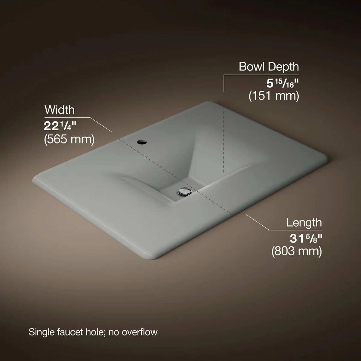 KOHLER K-3049-1 Iron/Impressions 31" Enameled cast iron vanity top with integrated rectangular sink - Image 29