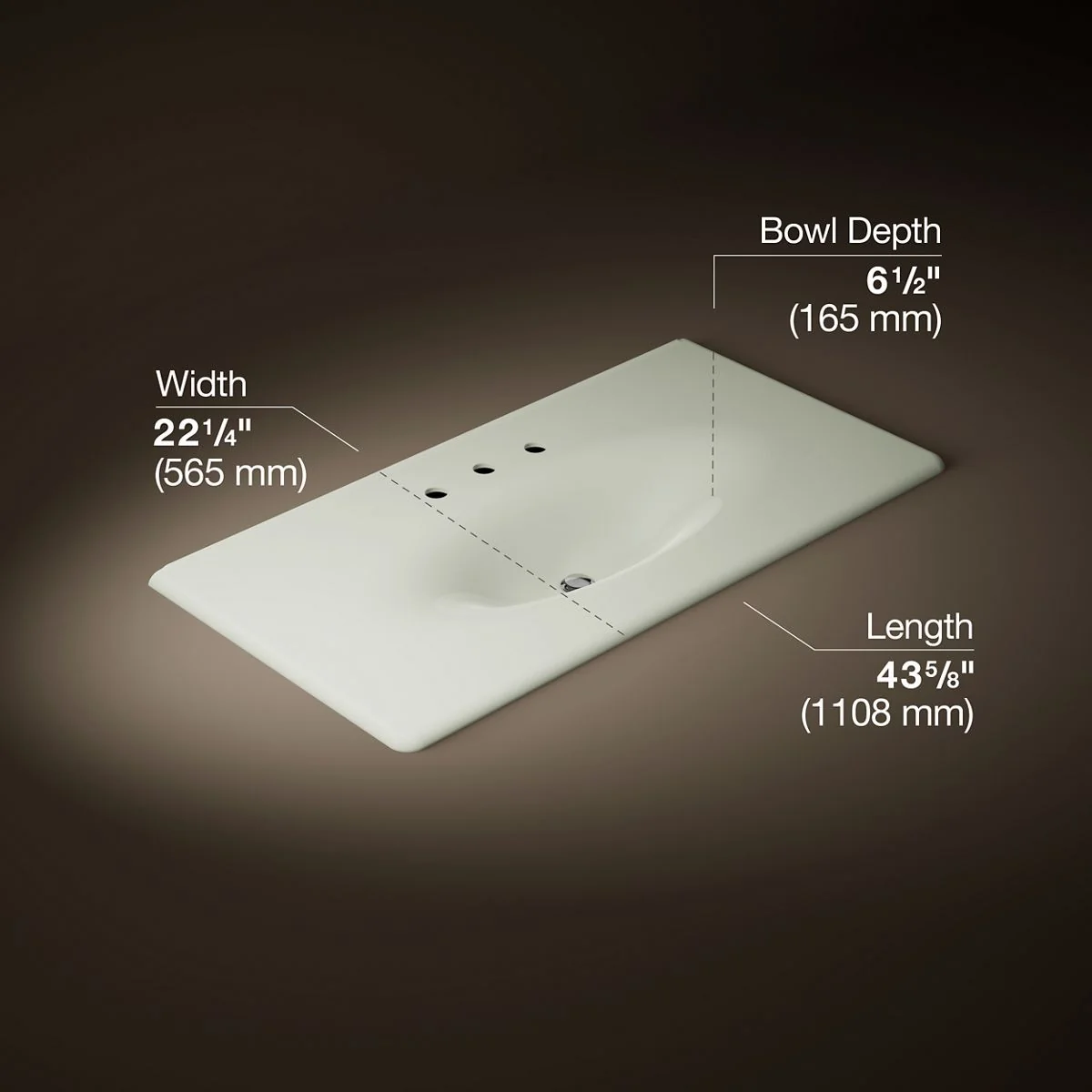 KOHLER K-3052-8 Iron/Impressions 43" Enameled cast iron vanity top with integrated oval sink - Image 19