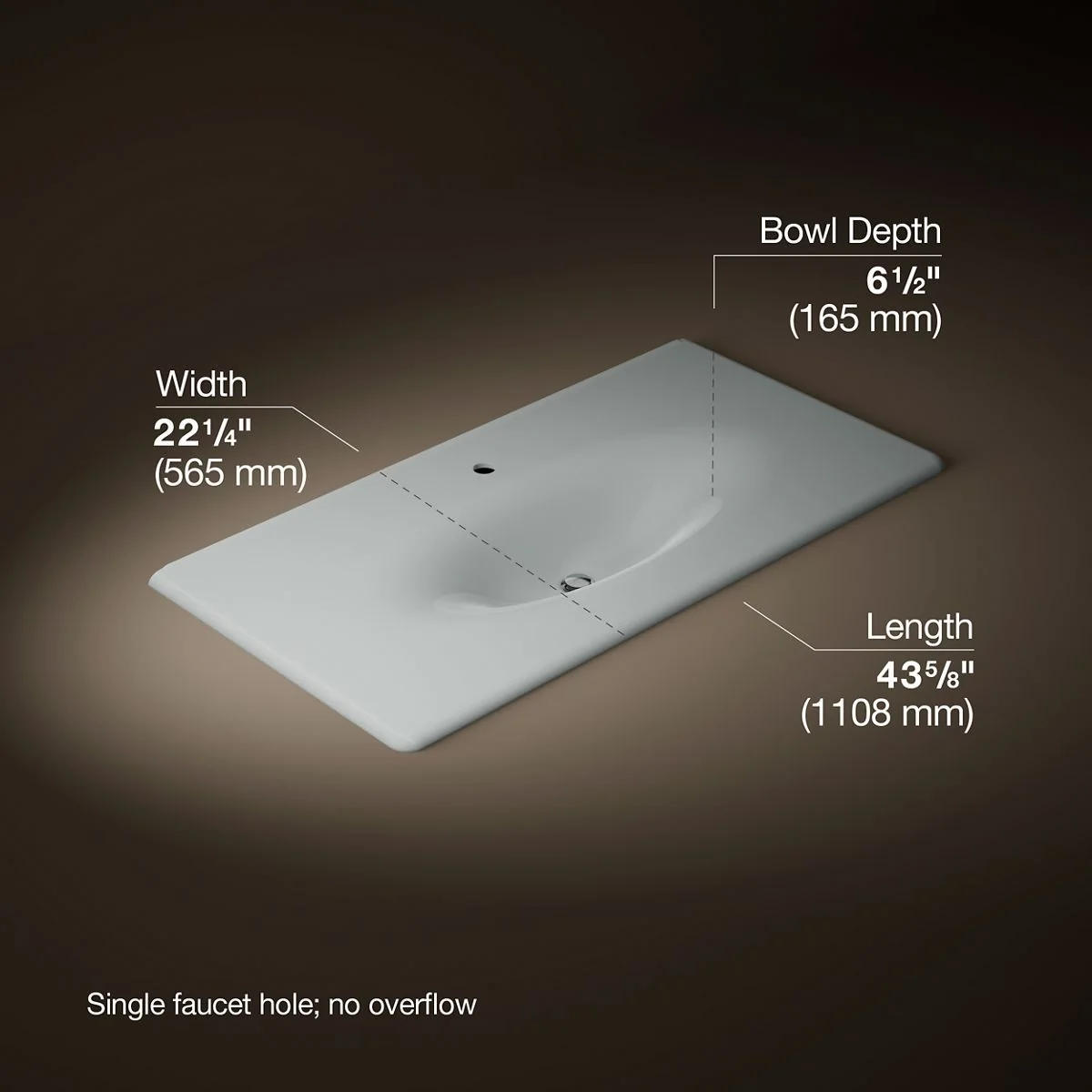KOHLER K-3052-1 Iron/Impressions 43" Enameled cast iron vanity top with integrated oval sink - Image 49