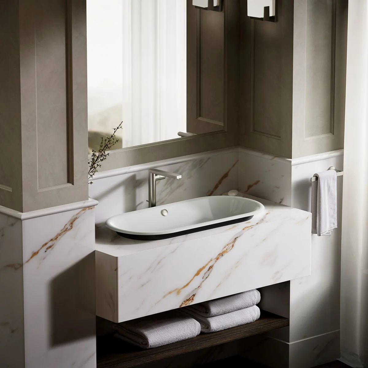 KOHLER K-20213-P5 Iron Plains 33" oval drop-in/undermount/vessel bathroom sink with Iron Black painted underside - Image 30