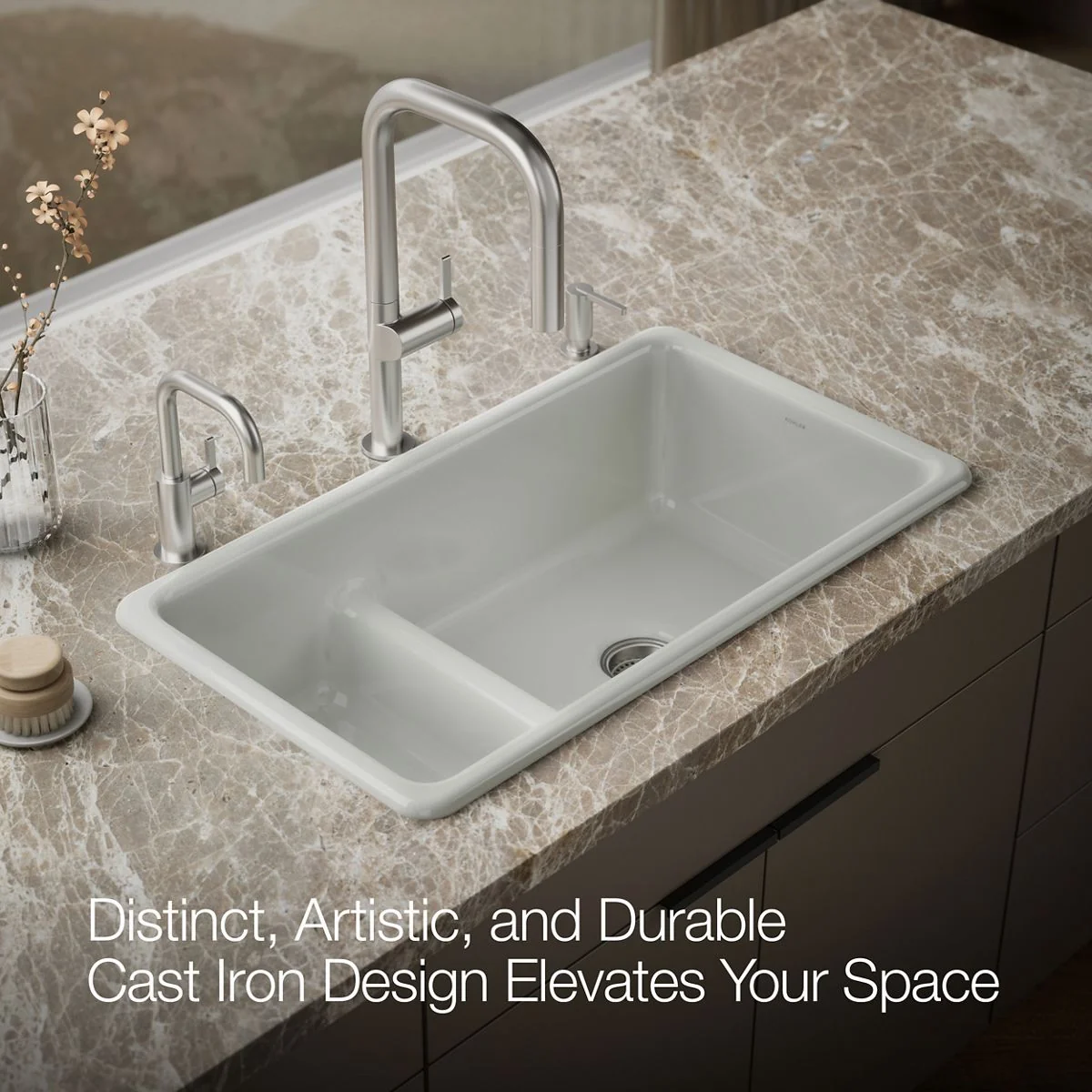 KOHLER K-6625 Iron/Tones Smart Divide 33" top-/undermount double-bowl kitchen sink - Image 50