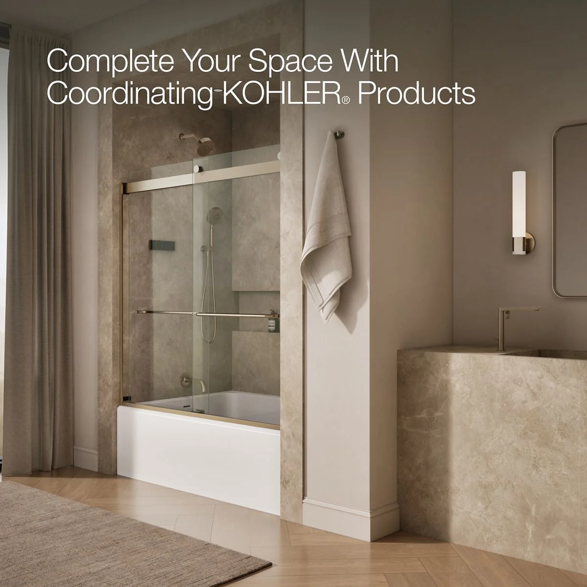 KOHLER K-706004-L Levity Sliding bath door, 62" H x 56-5/8 - 59-5/8" W, with 1/4" thick Crystal Clear glass - Image 16