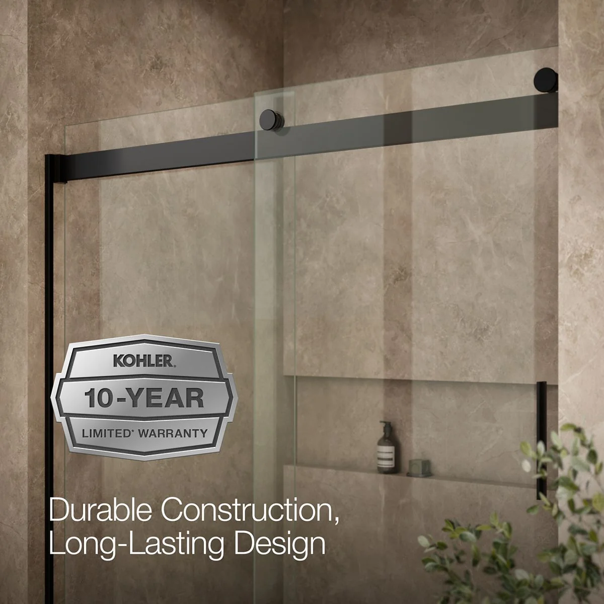 KOHLER K-706009-L Levity Sliding shower door, 74" H x 56-5/8 - 59-5/8" W, with 1/4" thick Crystal Clear glass - Image 26