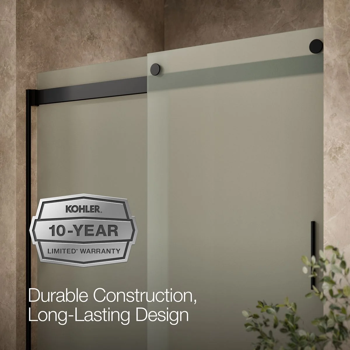 KOHLER K-706009-D3 Levity Sliding shower door, 74" H x 56-5/8 - 59-5/8" W, with 1/4" thick Frosted glass and blade handles - Image 18