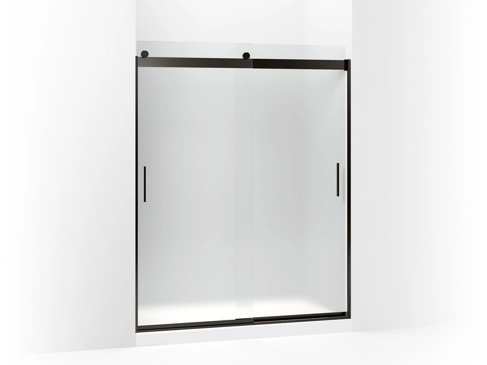 KOHLER K-706009-D3 Levity Sliding shower door, 74" H x 56-5/8 - 59-5/8" W, with 1/4" thick Frosted glass and blade handles - Image 2