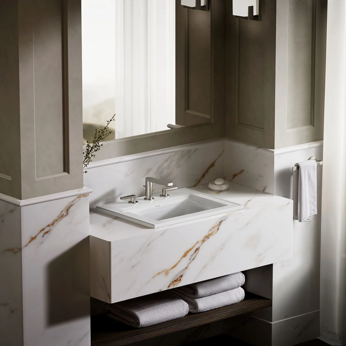 KOHLER K-2337-8 Memoirs 22-3/4" rectangular drop-in bathroom sink - Image 41