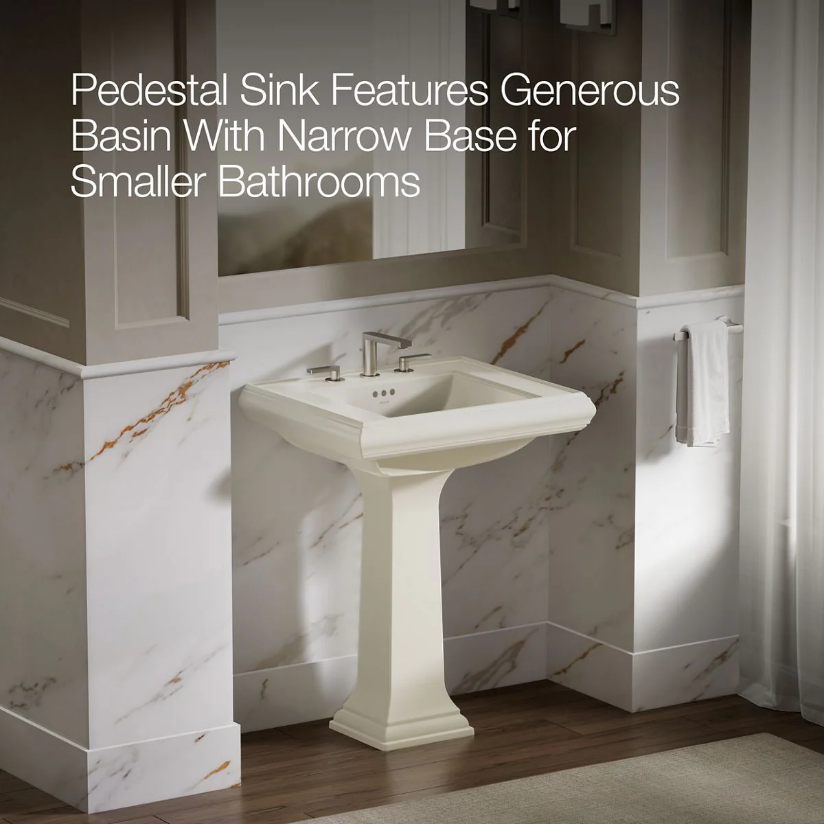 KOHLER K-2258-8 Memoirs 27-1/4" rectangular pedestal bathroom sink - Image 16