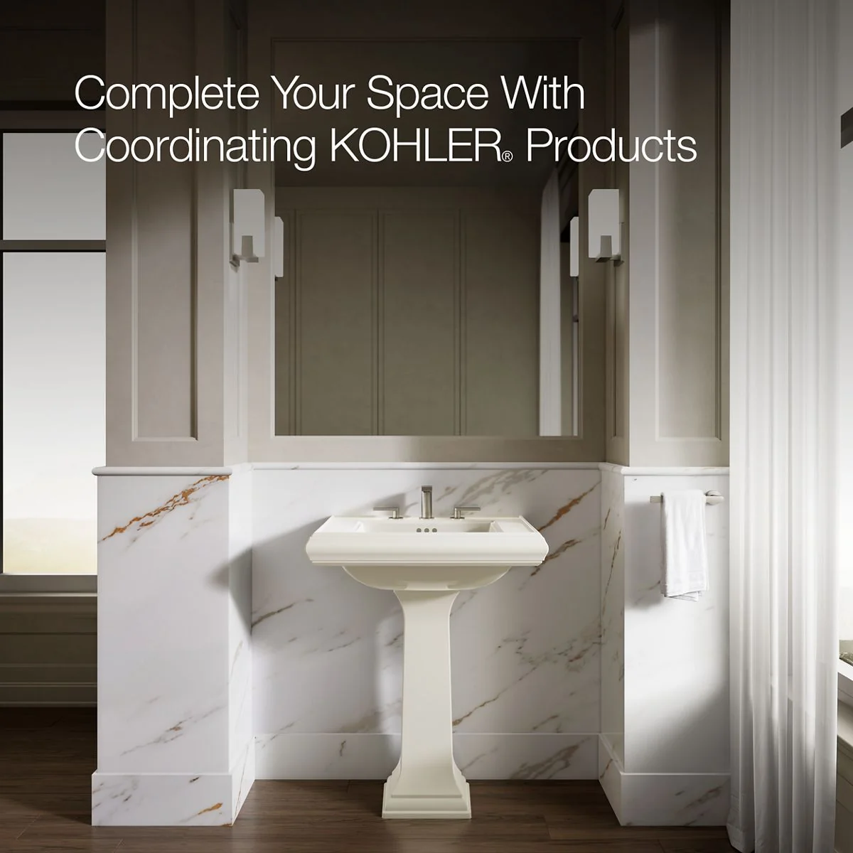 KOHLER K-2258-8 Memoirs 27-1/4" rectangular pedestal bathroom sink - Image 17