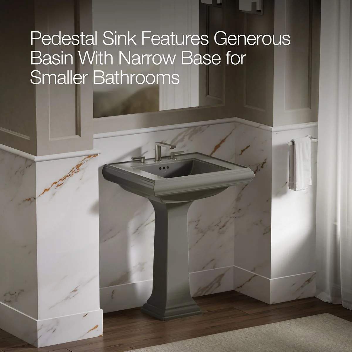 KOHLER K-2258-8 Memoirs 27-1/4" rectangular pedestal bathroom sink - Image 31