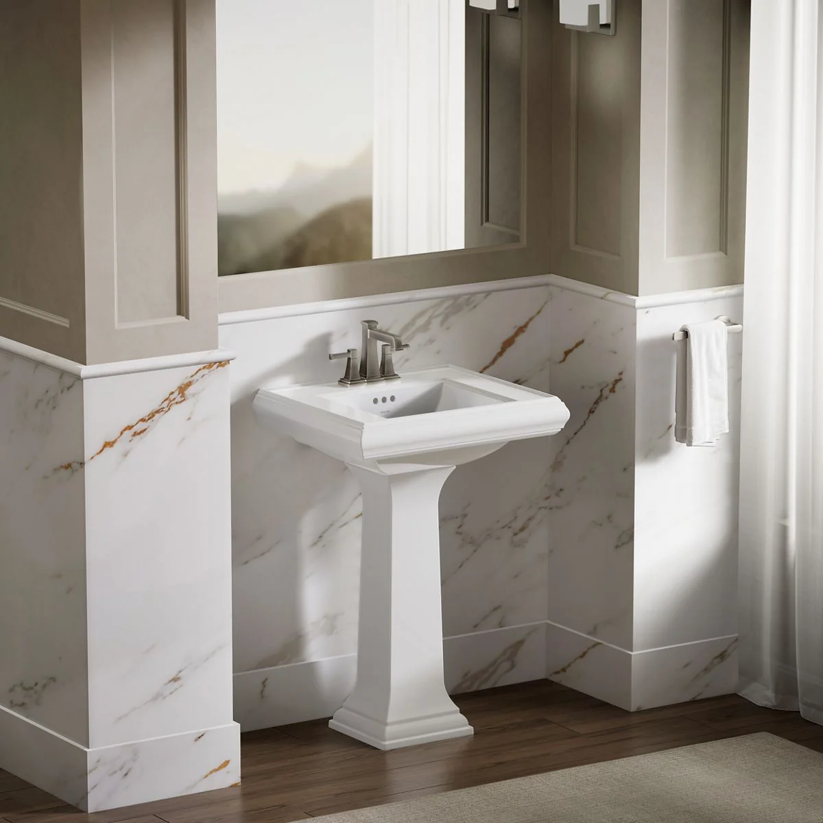 KOHLER K-2239-4 Memoirs Pedestal/console table bathroom sink basin with 4" centerset faucet holes - Image 30