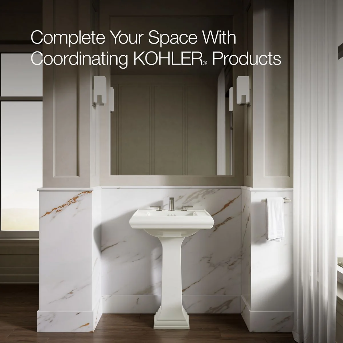KOHLER K-2239-8 Memoirs Pedestal/console table bathroom sink basin with 8" widespread faucet holes - Image 11