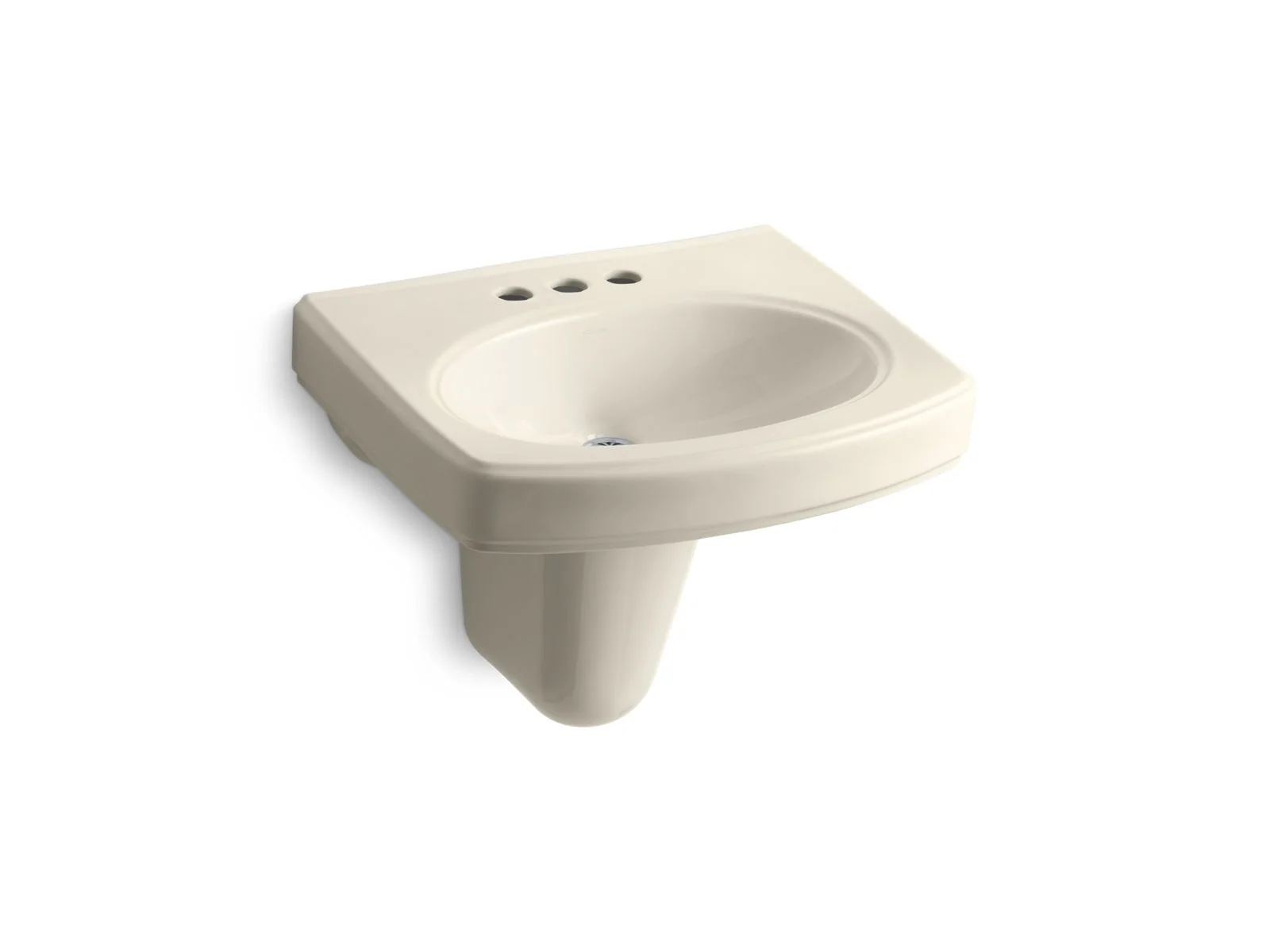 KOHLER K-2035-4 Pinoir 22" oval wall-mount bathroom sink with glazed underside - Image 3