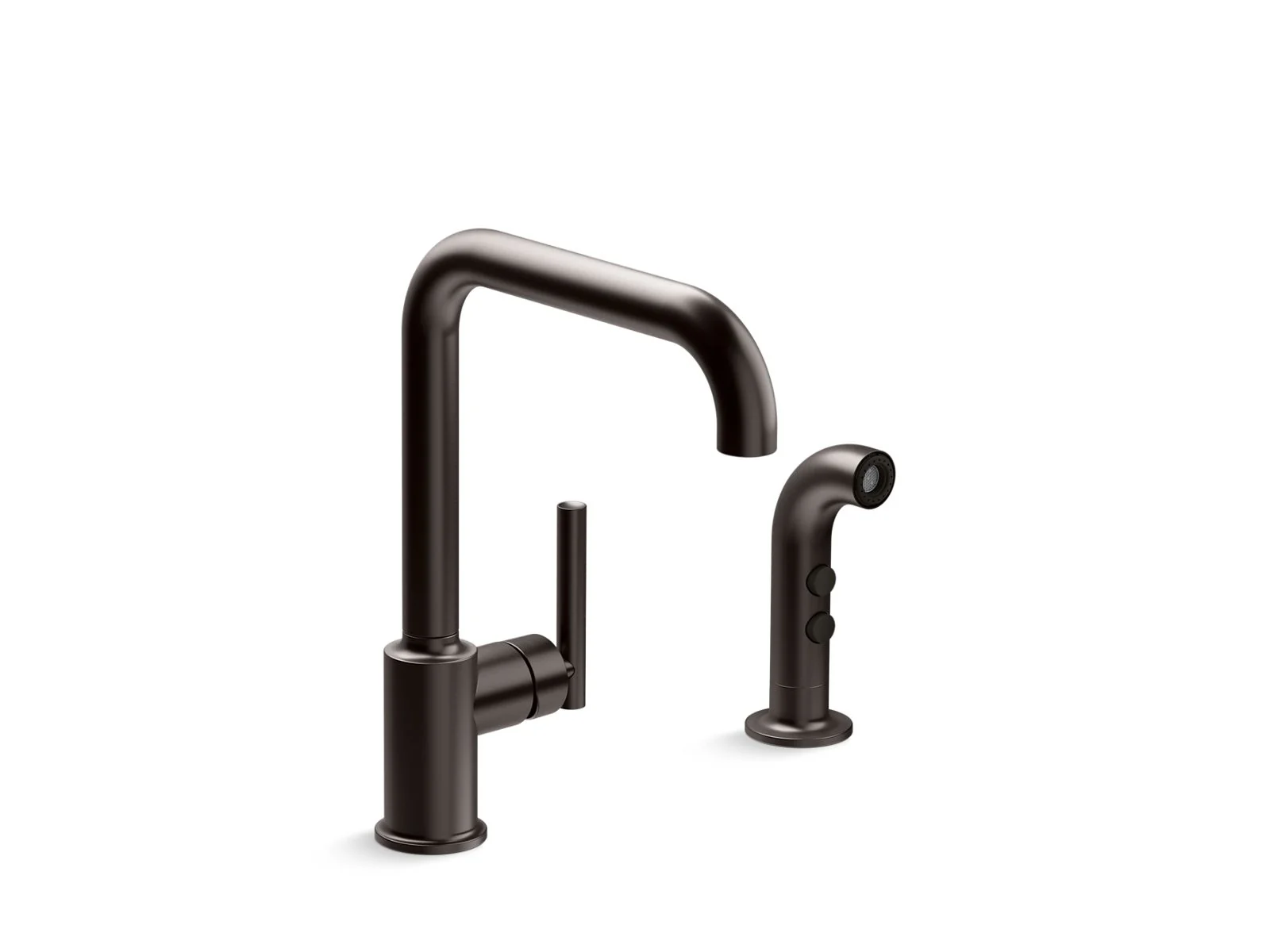 KOHLER K-7508 Purist Single-handle kitchen sink faucet with side sprayer