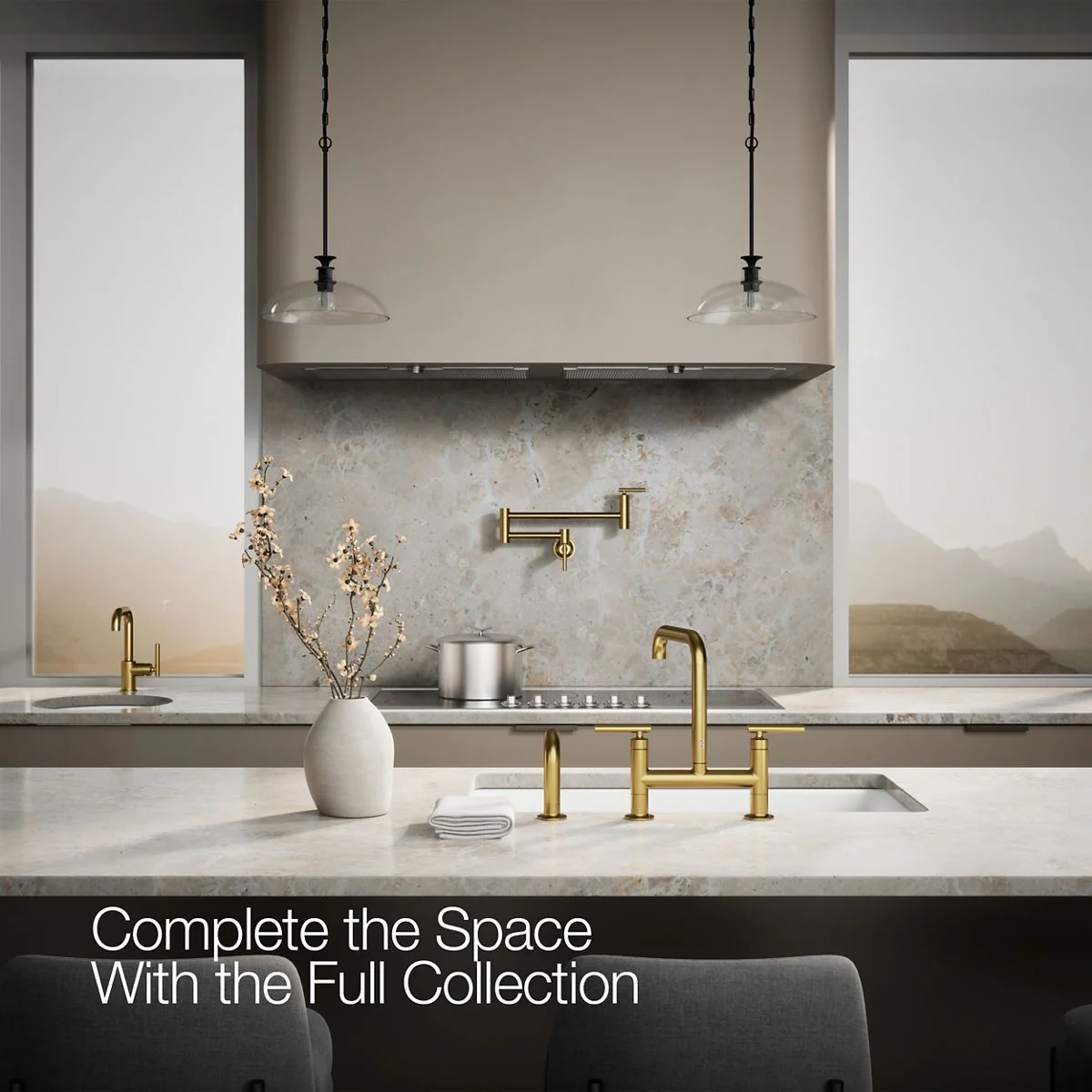 KOHLER K-7548-4 Purist Two-hole bridge kitchen sink faucet with side sprayer - Image 11